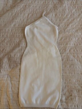 DSQUARED One Shoulder White Halter Bodycon dress